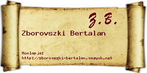 Zborovszki Bertalan névjegykártya